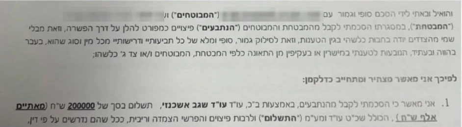 מסמך שהוצג לאחר טשטוש פרטים מזהים